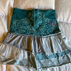 Naartjie girls comfy green and grey layered skirt size 9 years